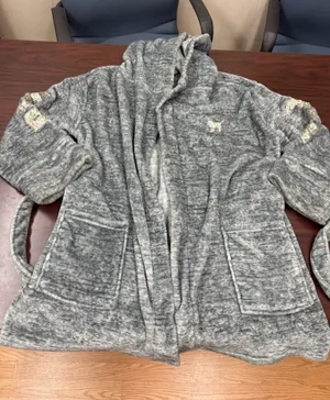 PINK Victoria’s Secret Grey Hooded Robe with Sequins Size Medium/Large thumbnail 1