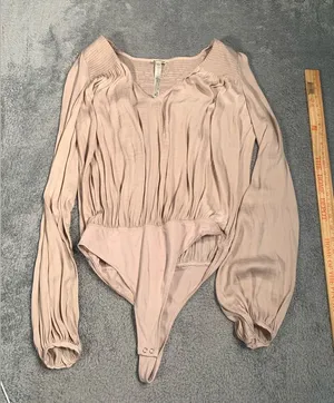 Free people intimately Long Sleeve blouse Bodysuit tan small thumbnail 1