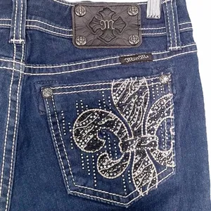 Miss Me Women's Easy Skinny Jeans Size 27 | 4 Dark Wash FDL Embellished Y2K Jean thumbnail 7