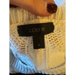 J Crew Sweater Women‎ Small White Cotton Crew Neck Cable Knit Pullover Preppy thumbnail 7