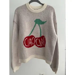 A New Day Cherry Graphic Sweater Women’s Medium Cream Knit Pullover Cozy Cute thumbnail 5