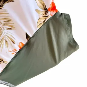 CUPSHE One Piece Tropical Floral Front Zipper Swimsuit Mock Neck Zipper Short Sl thumbnail 7