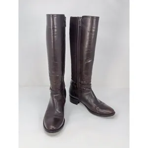 Aquatalia Womens Boots Brown Leather Knee High Tall Zip Up Riding Italian US 6.5 thumbnail 2