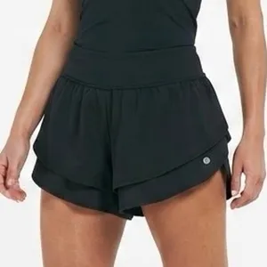 Apana Black Ruffle Active Athletic Shorts Built-In Panty Gym Workout Size M thumbnail 1