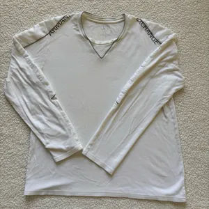 Armani Exchange White Contrast Trim V-Neck Long Sleeve T-Shirt Sz L Quietluxury thumbnail 1