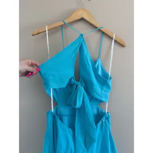 Lulus Tier and Now Blue Tie-Back Tiered Maxi Dress Size Large NWT Wedding Formal thumbnail 10