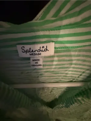Splendid Green and White Striped Shirt with Button Front thumbnail 3