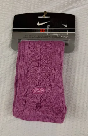 Nike Knit Gauntlet Purple Cable Knit Arm Warmers Fingerless Gloves One Size NWT thumbnail 1