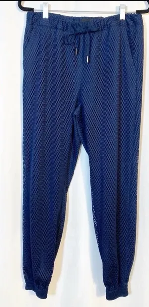 Wildfang The Empower Mesh Drawstring Pants Joggers Navy Blue thumbnail 1