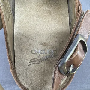 Dansko Merrin Clogs Size 39 US 8.5 Tan Suede Heel Strap Cork Midsole thumbnail 5