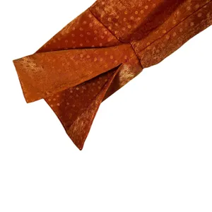 NWT WAYF Polka Dot Jacquard Mini Shift Dress Orange Boho Satin Split Cuff Size S thumbnail 4