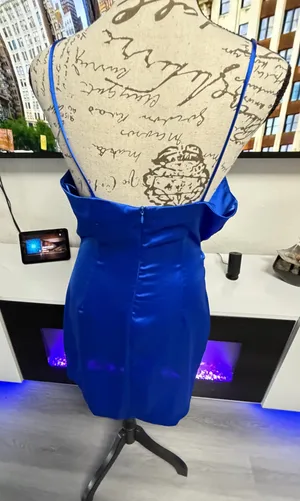 Zara Royal Blue Satin Cowl-Neck Mini Dress - Size Small 💙 thumbnail 11