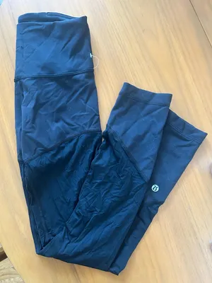 NWOT Lululemon Black Leggings With Mesh (Wunder Train Mesh HR Tight 25”) thumbnail 1