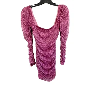 Oh Polly Purple Leopard Print Mesh Ruched Bodycon‎ Dress Size 2 thumbnail 2