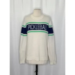 ALASHAN Cashmere Pickleball Sweater Pullover Sporty Text Script Preppy X thumbnail 2