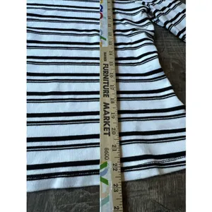 Maeve‎ Anthropologie Medium Womens Top Stretch Black White Short Sleeve Striped thumbnail 5