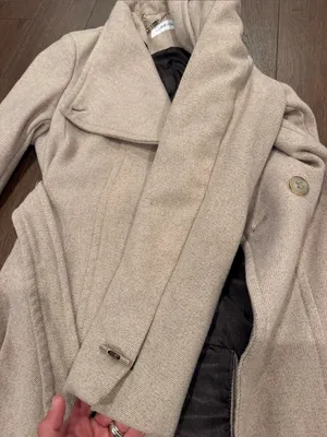 Calvin Klein Beige Wrap Trench Coat with Belt Size Medium Petite - C27-184 thumbnail 6