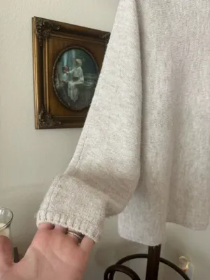 Vintage Style Beige Mockneck Knit Sweater thumbnail 3