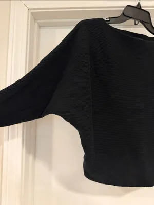 Black Ribbed Boatneck Sweater Size M thumbnail 4