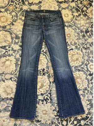 7 For All Mankind *A*Pocket Boot Cut Women’s 27”X33” Made In USA VTG Y2K LowRise thumbnail 1