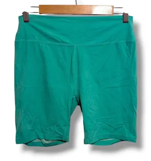 Stori Biker Shorts Womens 12 Teal Green High Rise 6.5" Yoga Workout Athletic thumbnail 1