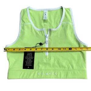Balance‎ Athletica Vitality Women's M Isotope Zip Front Crop Top Sports Bra Neon thumbnail 7