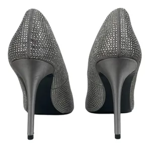 Mango Rhinestone Embellished Pointed Toe Satin Heel Pump Gray Size 39/ 8.5 thumbnail 8