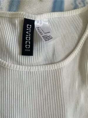 H&M White Ribbed Side-Tie Tank Top thumbnail 2