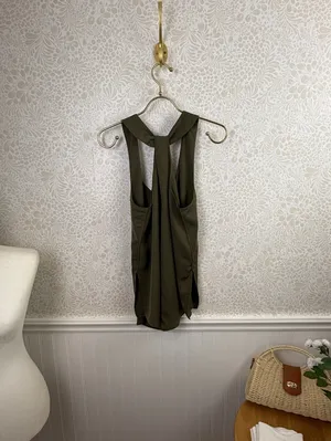 Shades of Grey by Micah Cohen Olive Green Tank Top - Size - Small thumbnail 4