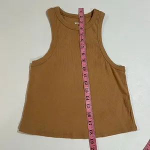 Maeve by Anthropologie Ribbed Tan Sleeveless Tank Top Size Medium thumbnail 5
