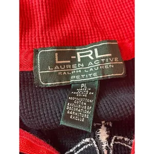 Y2K Lauren Ralph Lauren Blck Patch Embroidered Long Sleeve Waffle Henley Top PL thumbnail 8