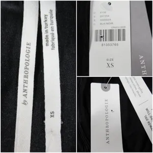 By ANTHROPOLOGIE Black Ruched V-Neck Side Slits Midi Dress Plissé Finish Size XS thumbnail 12