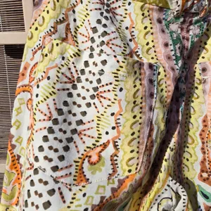 Zara beautiful print flare leg pants Linen Blend Small thumbnail 12