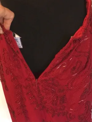 Vintage Blushe Impressions Red Beaded Maxi Gown Open Back Crossover Dress Size 6 thumbnail 10