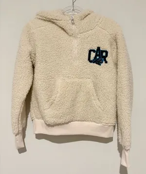 WEAR by Erin Andrews Carolina Panthers Sherpa Half-Zip Hoodie cream‎ women small thumbnail 1