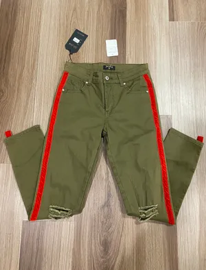 Balboa Denim Khaki Green Ripped Jeans thumbnail 1