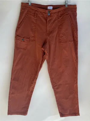 Time & Tru burnt orange cargo pocket crop pant ankle length casual summer 14 thumbnail 2