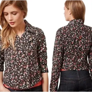 Anthropologie Hei Hei Tinsley Floral Moto Jacket Zip Cropped Fitted Womens Sz 6 thumbnail 2