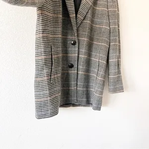 Madewell Dorset Tiarnan Glen Plaid Gray White Oversized Chic Blazer Jacket thumbnail 5