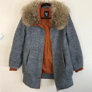 Vero‎ Moda gray coat fur orange wool blend thumbnail 1