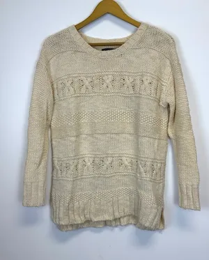 American Eagle Chunky Knit Wool Blend Fisherman Sweater thumbnail 1