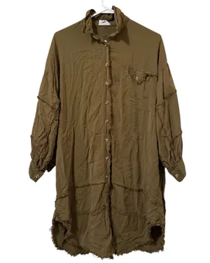Before You Women Button Down Tunic Top Dress Size XS Raw Hem Rayon/Tencel Boho thumbnail 1