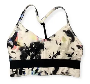 Nike Dri-Fit Indy Floral Racerback Sports Bra Black White‎ Padded Sz Small Gym thumbnail 1