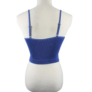 STPL Ribbed Crop Tank Top Womens One Size Blue Seamless Stretch Cami thumbnail 4