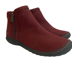 Jbu Memory Foam Do Juno Women Sz 7‎ M Burgundy Ankle Length Zip Up Chelsea Boots thumbnail 1