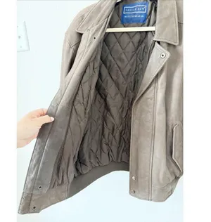 Savile Row Brown Leather Bomber Jacket Medium thumbnail 6