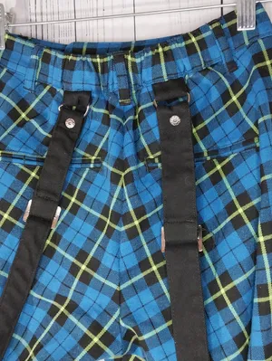 Hot Topic Blue & Green Plaid Punk 90's Alternative Suspender Pants thumbnail 6