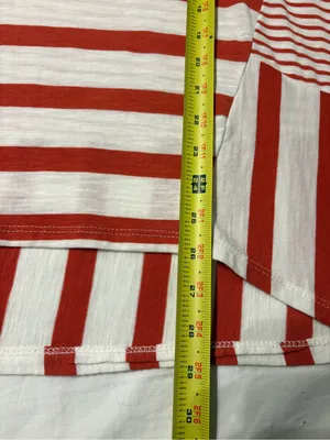 Thyme+Honey Cotton Oversized Red and White Crewneck Top SZ L Coastal thumbnail 5
