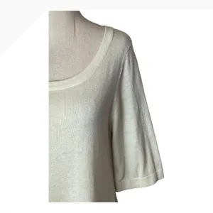 Moth‎ Anthropologie Sweater Women Small Ivory Knit Peplum Tie Back Short Sleeve thumbnail 6