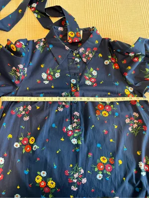 kate spade Navy Floral Tie-Waist Puff Sleeve Mini Dress thumbnail 13
